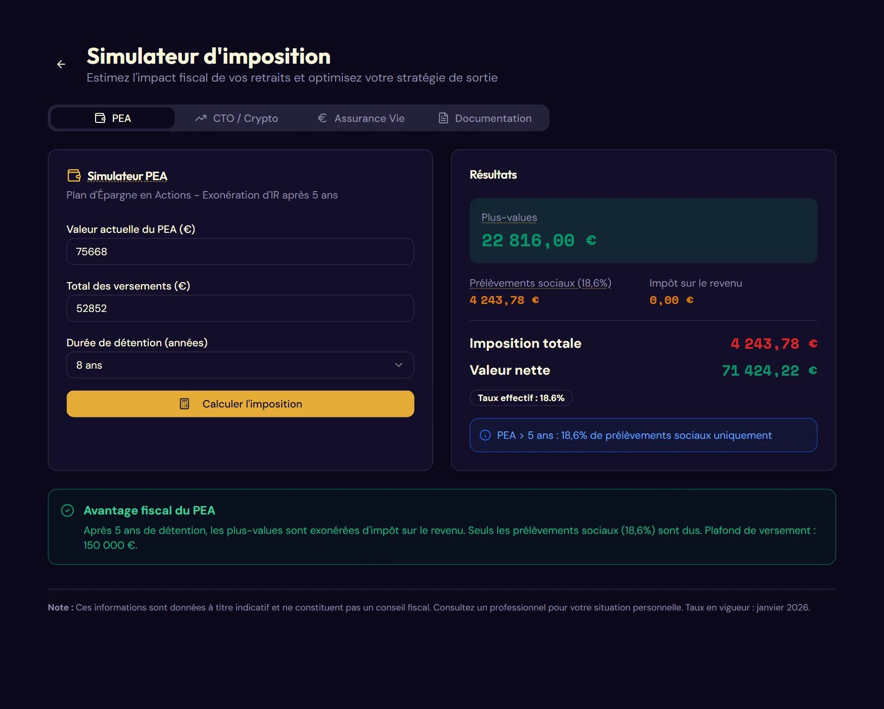 Le simulateur d'imposition