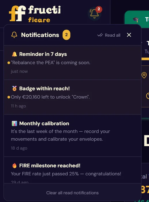 The notifications panel