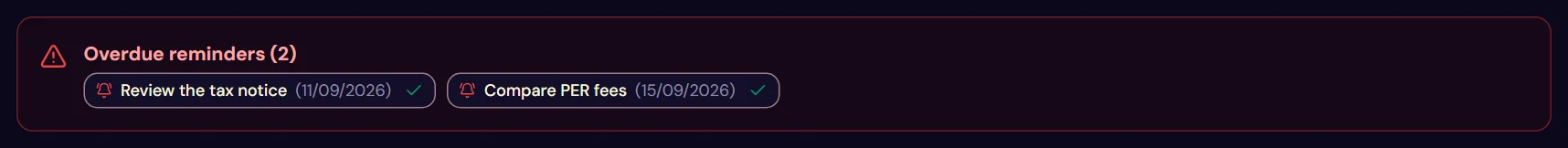 The overdue reminders banner